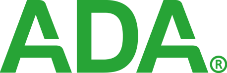ADA logo in green with registered trademark symbol on white background.