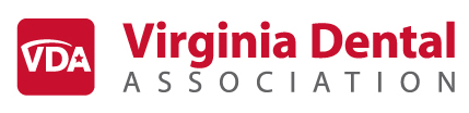 Virginia Dental Association logo in red with white text and VDA initials.